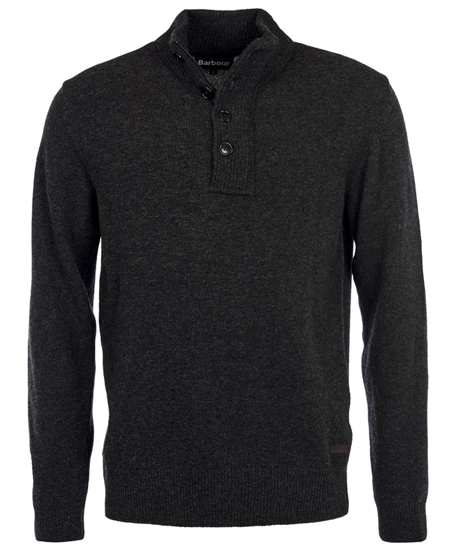 Chandails Barbour Essential Patch Half Zip Noir Homme | XQY-97462555